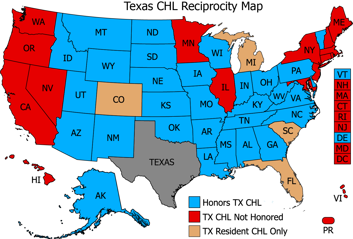 Concealed carry reciprocity map utah